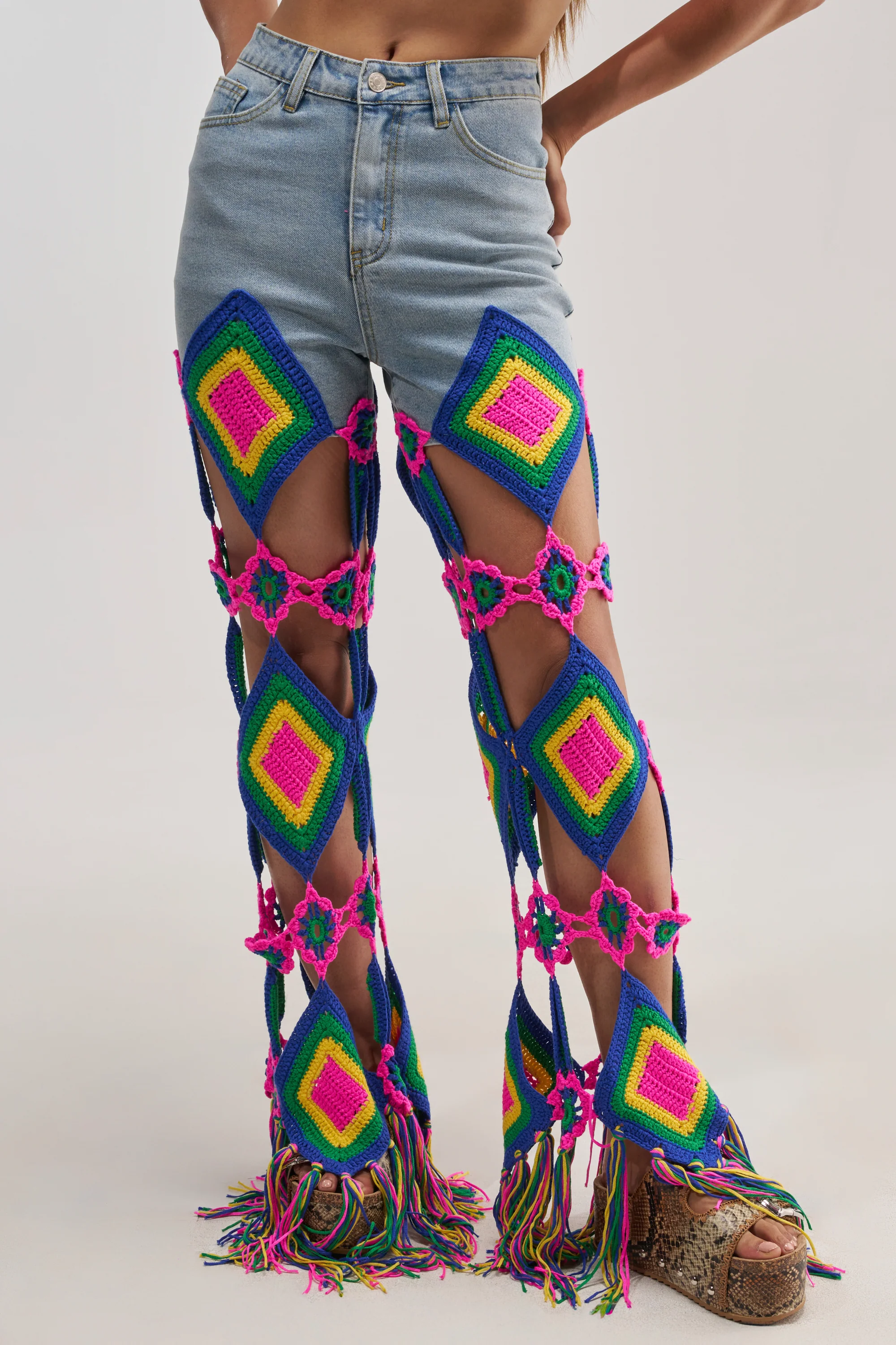 OUT OF OFFICE CROCHET DENIM JEANS - Akira Store