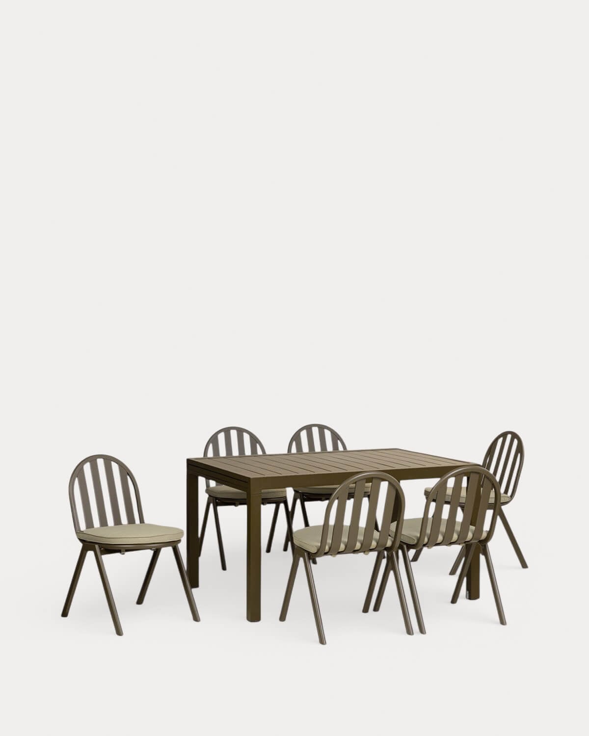 Set Seila - Llibet - Set de Mesa Extensible Rectangular (135-265x100 cm) Seila y 6 Sillas de Aluminio Llibet de Exterior