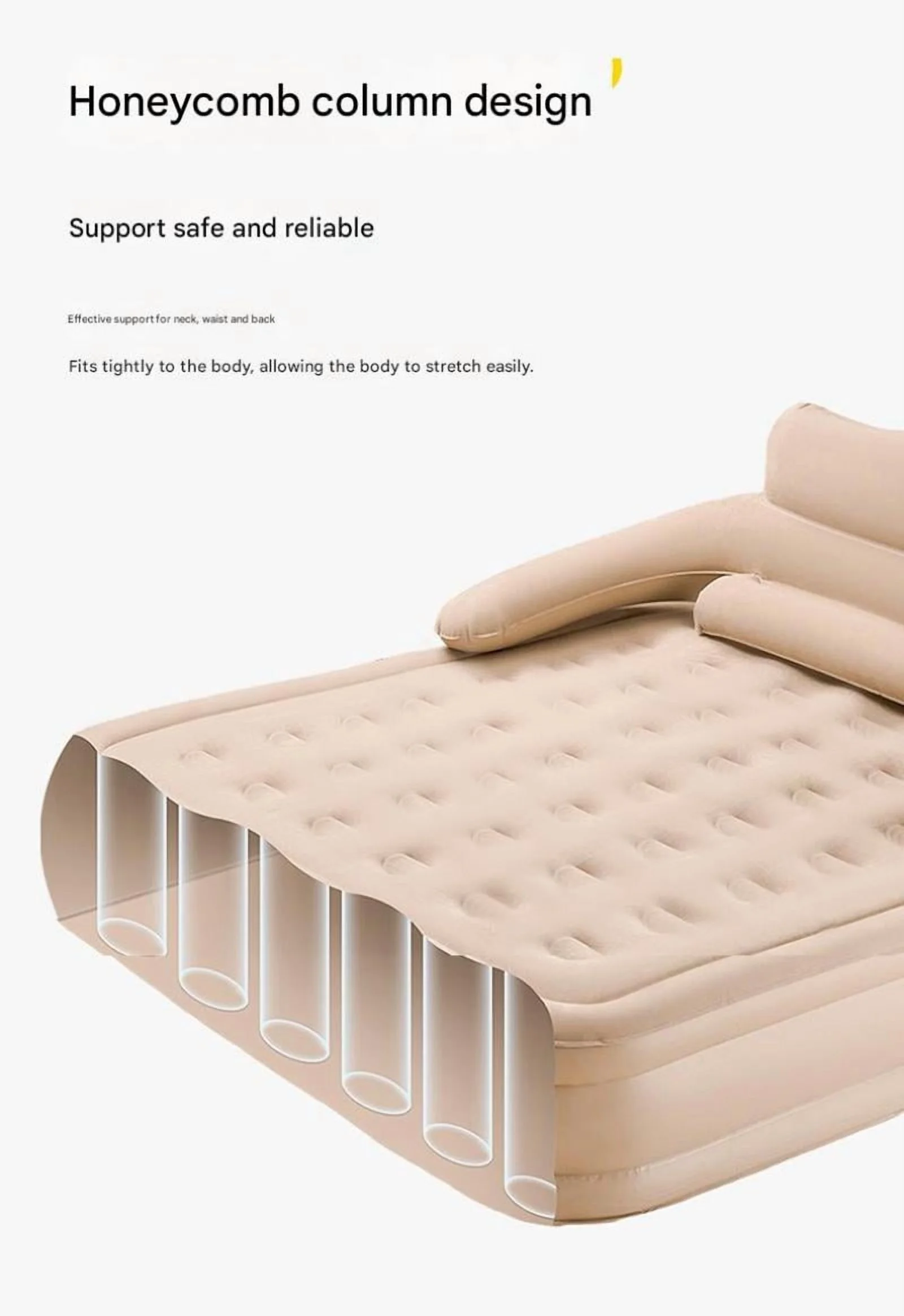 double bed Large Size Air Mattress with Headboard | Dual Pump, Inflatable Camping Airbed Electric(Brown��75.5" x 59.8" x 15.7") - Image 5