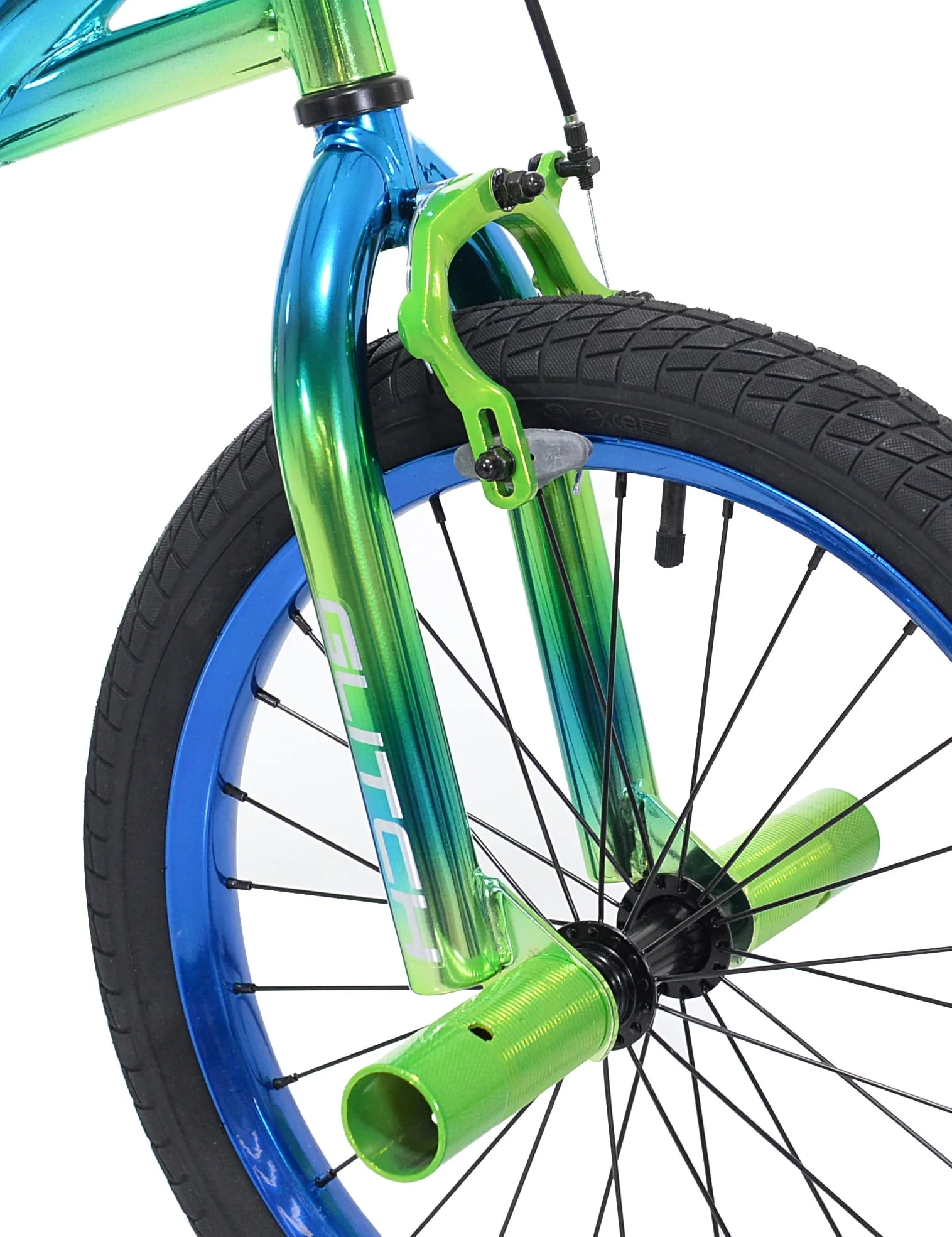 18" Glitch Boy's BMX Bike, Blue/Green - Image 3