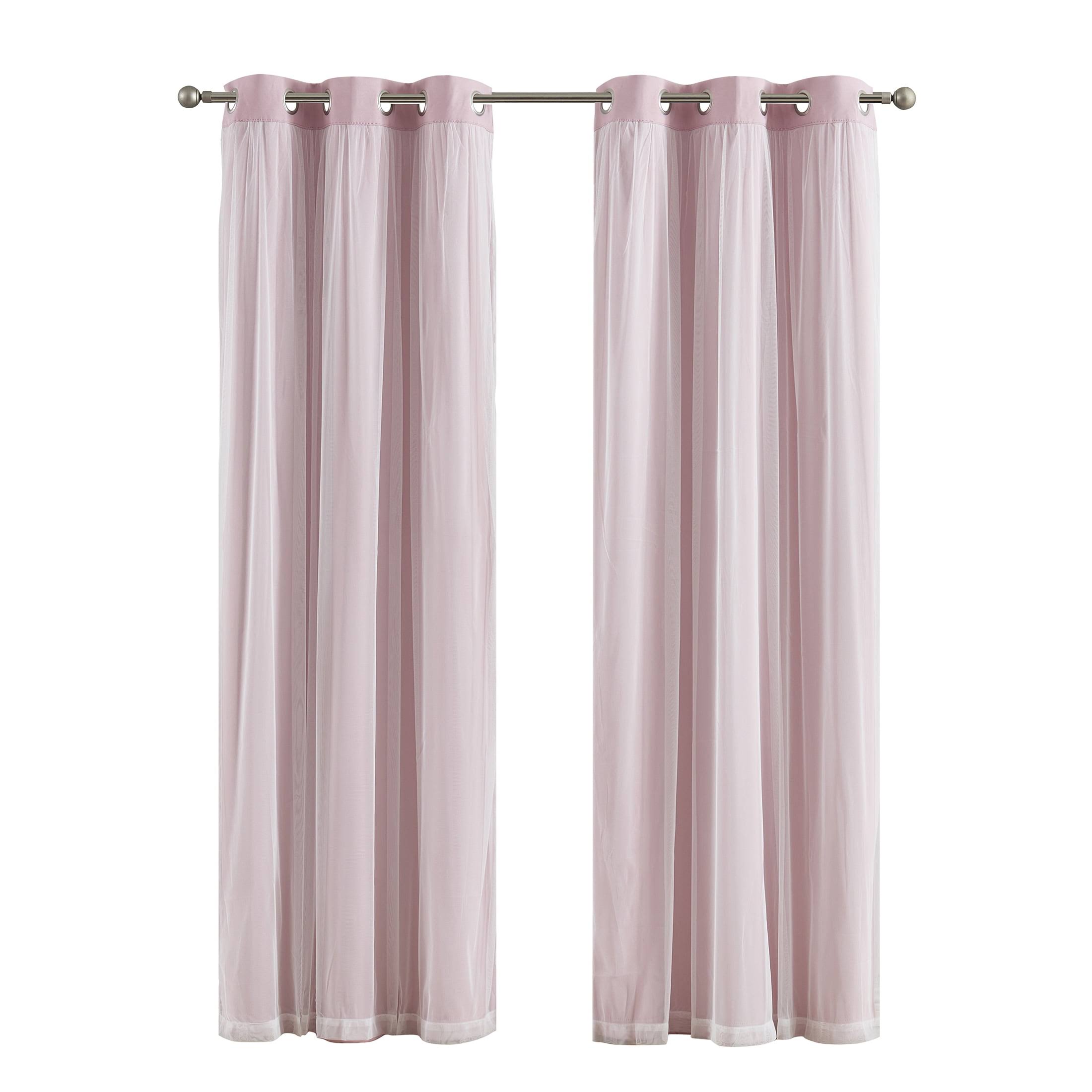 Your Zone Blackout with Sheer Overlay Grommet Curtain Panel - Pink - 37 x 84 in