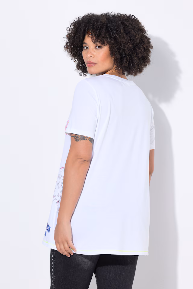 T-shirt, regular fit, 3D motif, neon stitching
