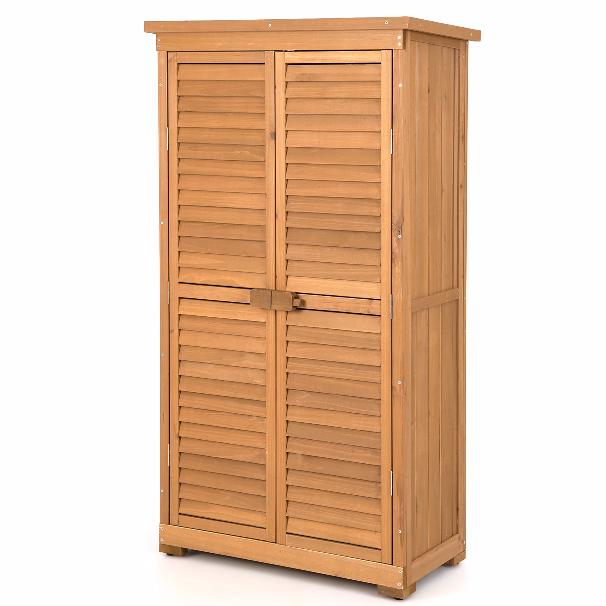 Costway Waterproof Fir Wood Storage Shed Garden, 34.5 x 16.5 x 63, Natural