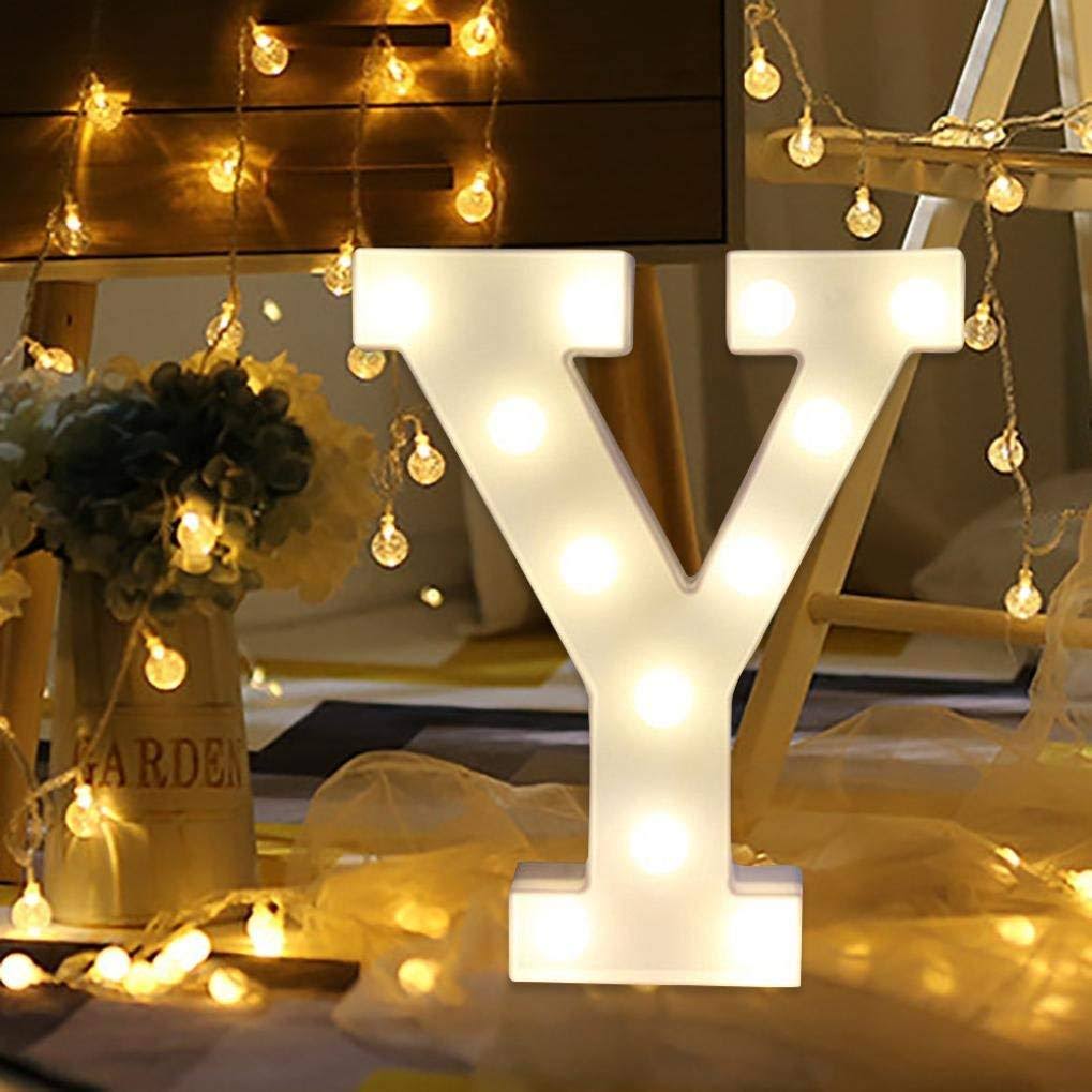 LED Marquee Letter Lights Sign Y 26 Alphabet Light Up Letters Sign for Night Light Wedding Birthday Party Battery Powered Christmas Lamp Home Bar