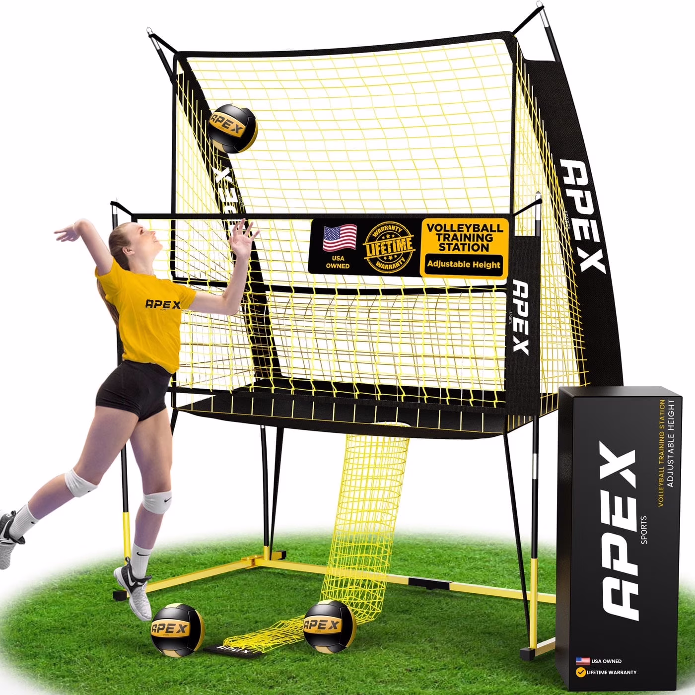 Volleyball Training Net Equipment System - Sturdy, Adjustable, and Portable | Improve Accuracy, Technique, and Skills | Ideal for Indoor/Outdoor Use | Easy Assembly & Storage |