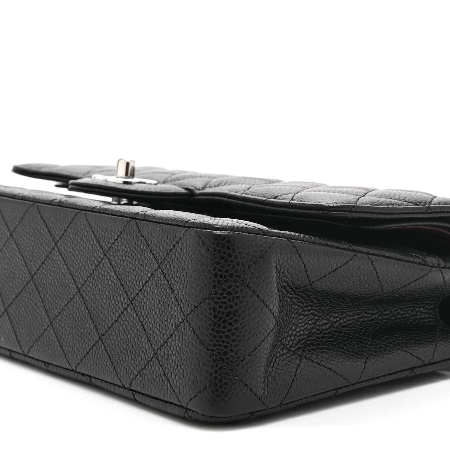 Caviar Quilted Medium Double Flap Black