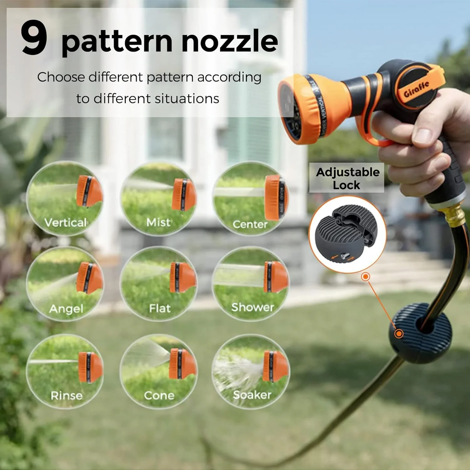 Giraffe Tools Retractable Garden Hose Reel with 1/2in-78ft Hose, Metal Bracket, Wall Mounted, Dark Grey