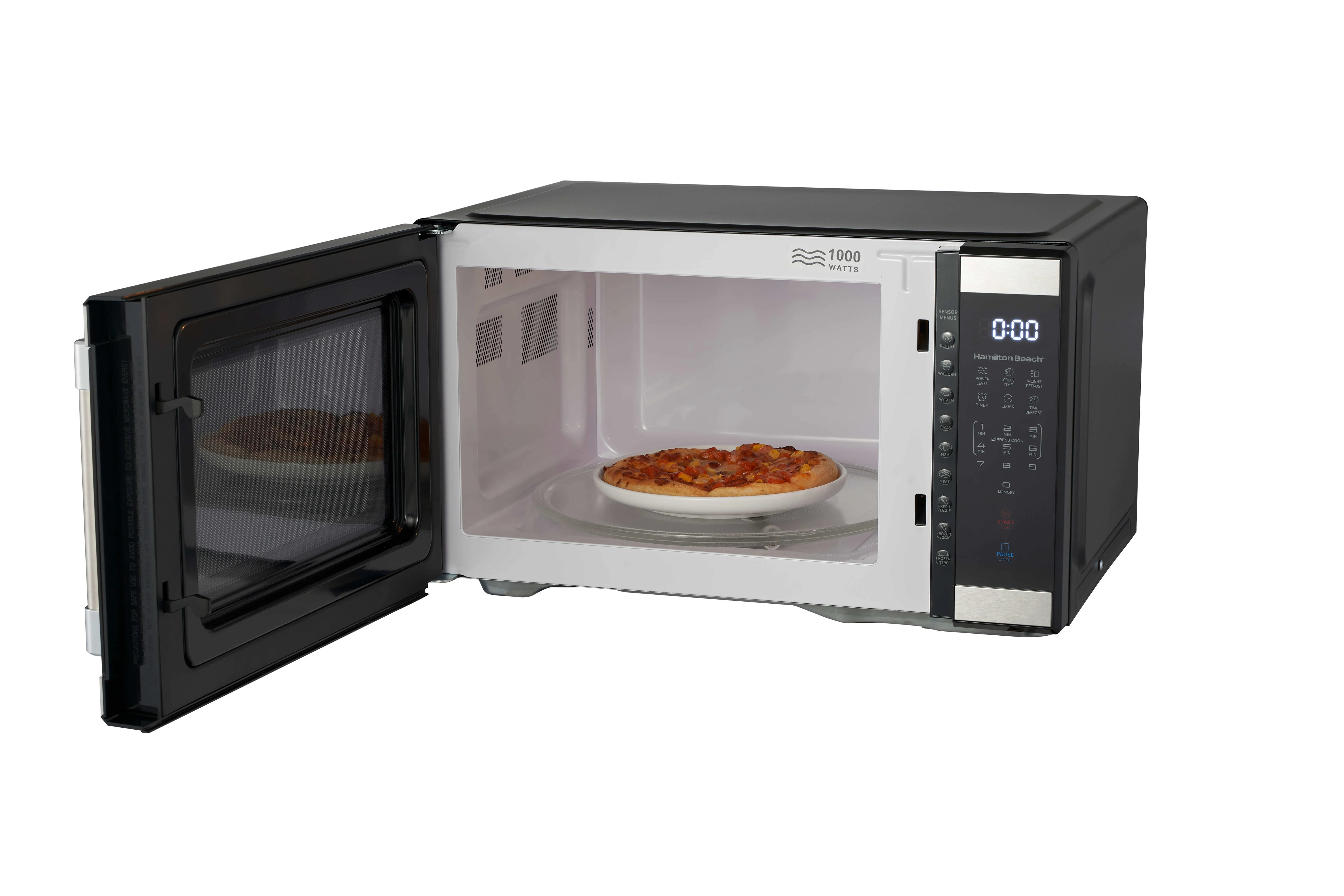 Hamilton Beach 1.1 Cu. Ft. Microwave Oven, Countertop, Black and Stainless Steel