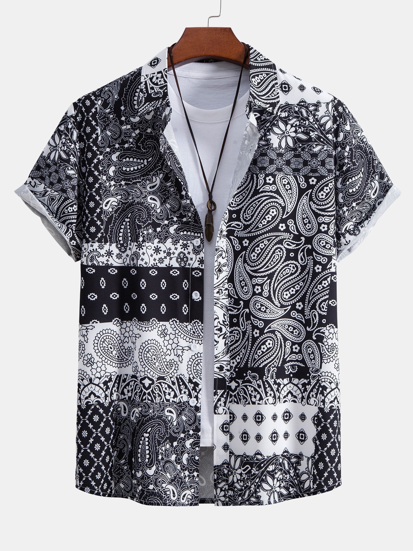 Chemise boutonnée à imprimé floral cachemire et short
