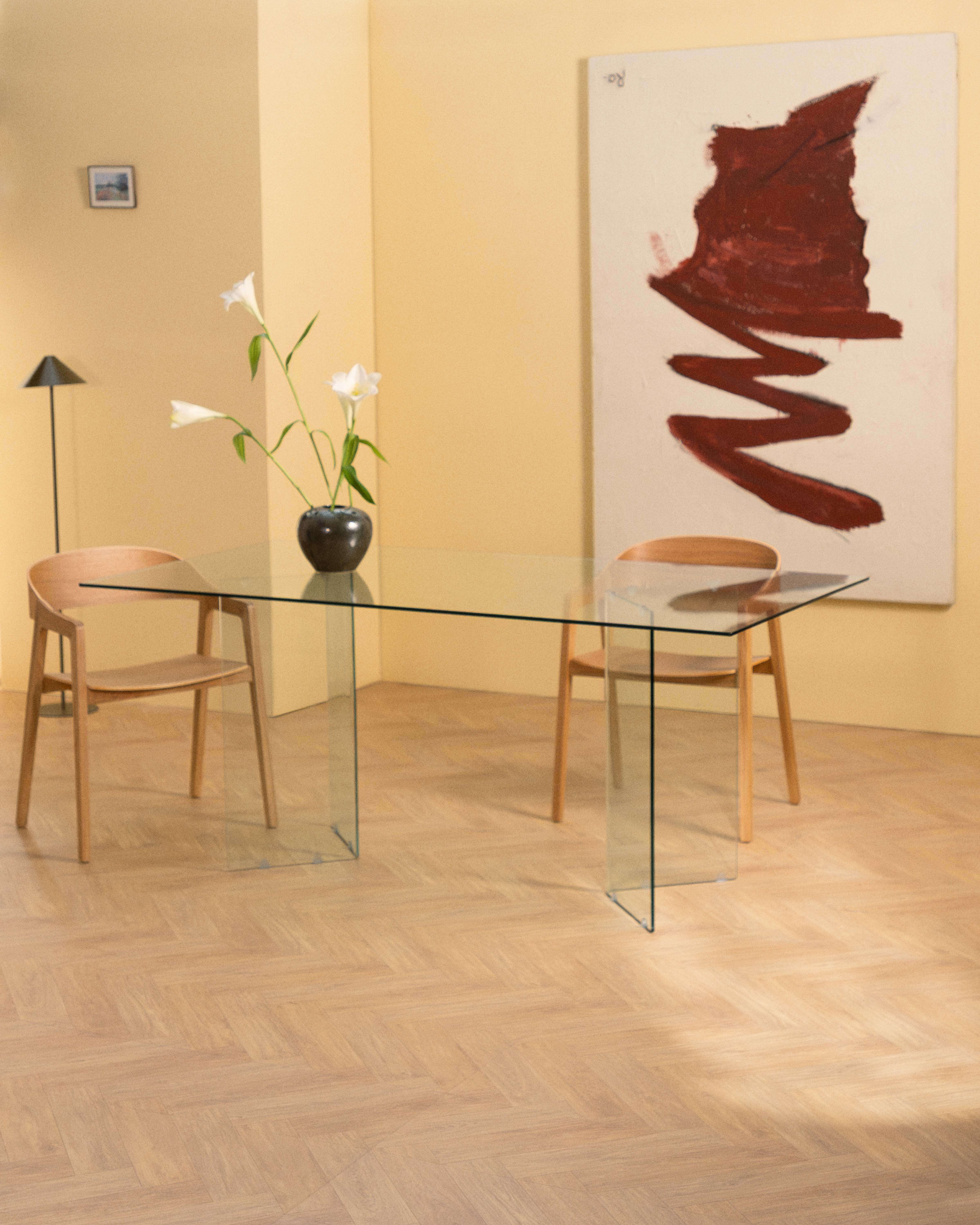 Kamil - Mesa de Comedor Rectangular de Cristal Templado (180x90 cm) Kamil
