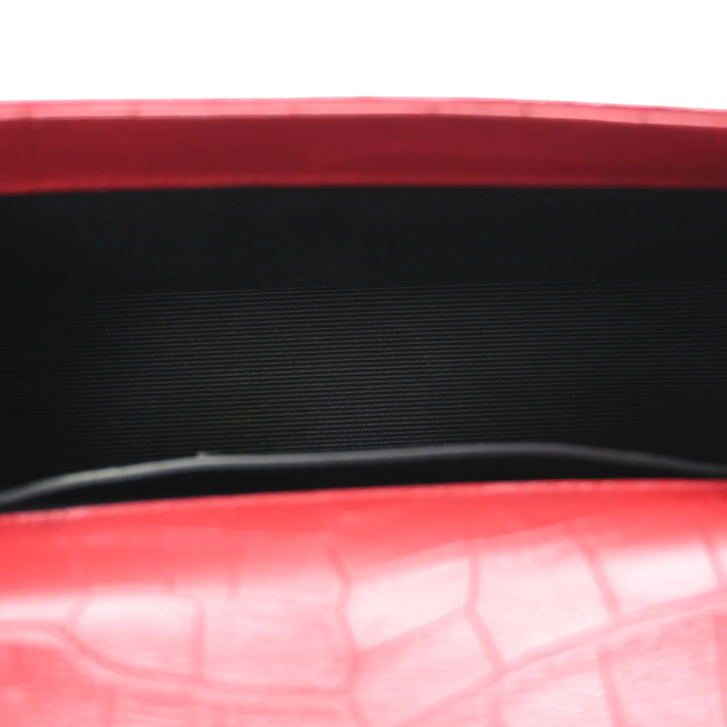 Calfskin Crocodile Embossed Small Classic Monogram Kate Tassel Satchel Red