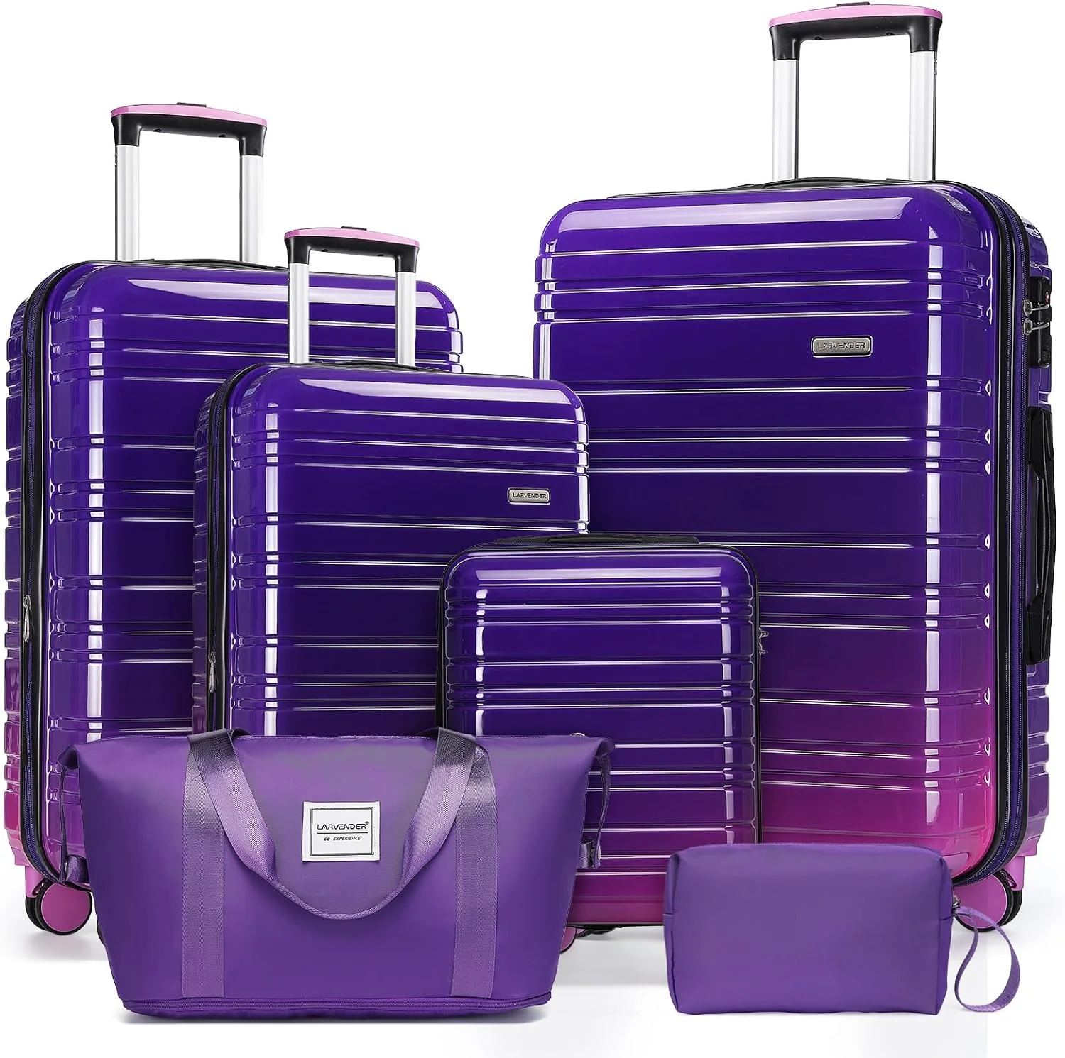 Ensemble de 6 valises, ensemble de valises rigides extensibles avec roulettes multidirectionnelles, ensemble de bagages à roulettes légers