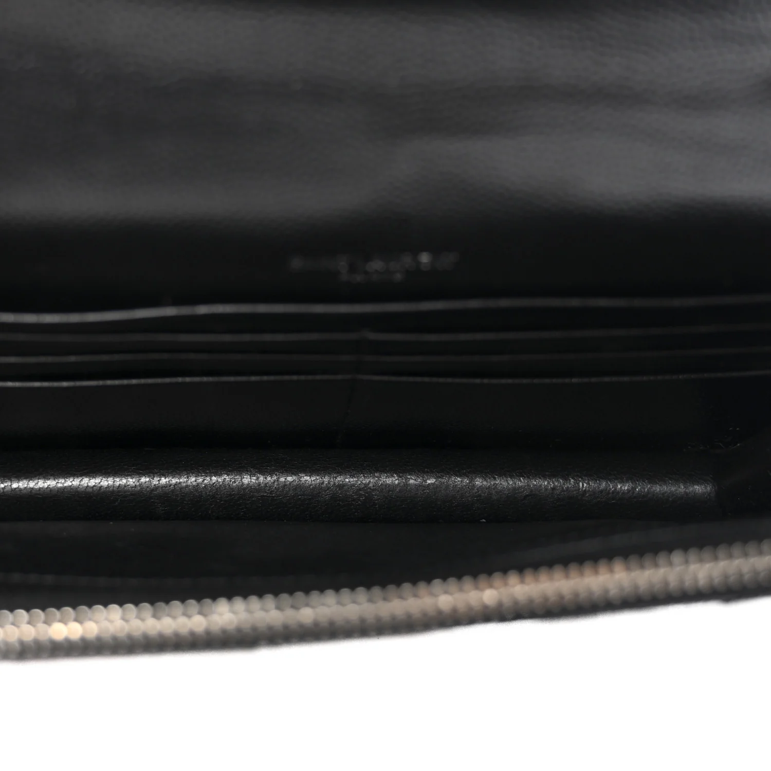 Grain De Poudre Matelasse Chevron Monogram Envelope Chain Wallet Black