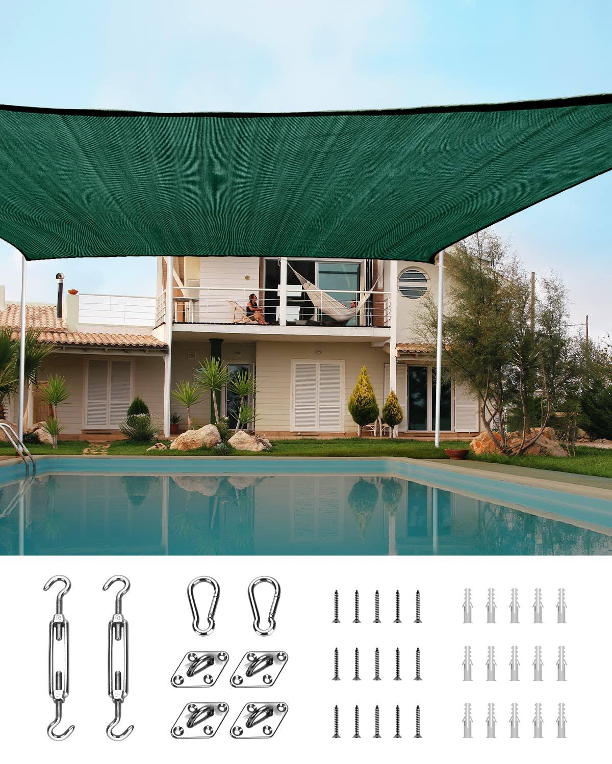 Quictent 20x26ft Large Over Sized Sun Shade Sail Patio Garden Hardware Kit