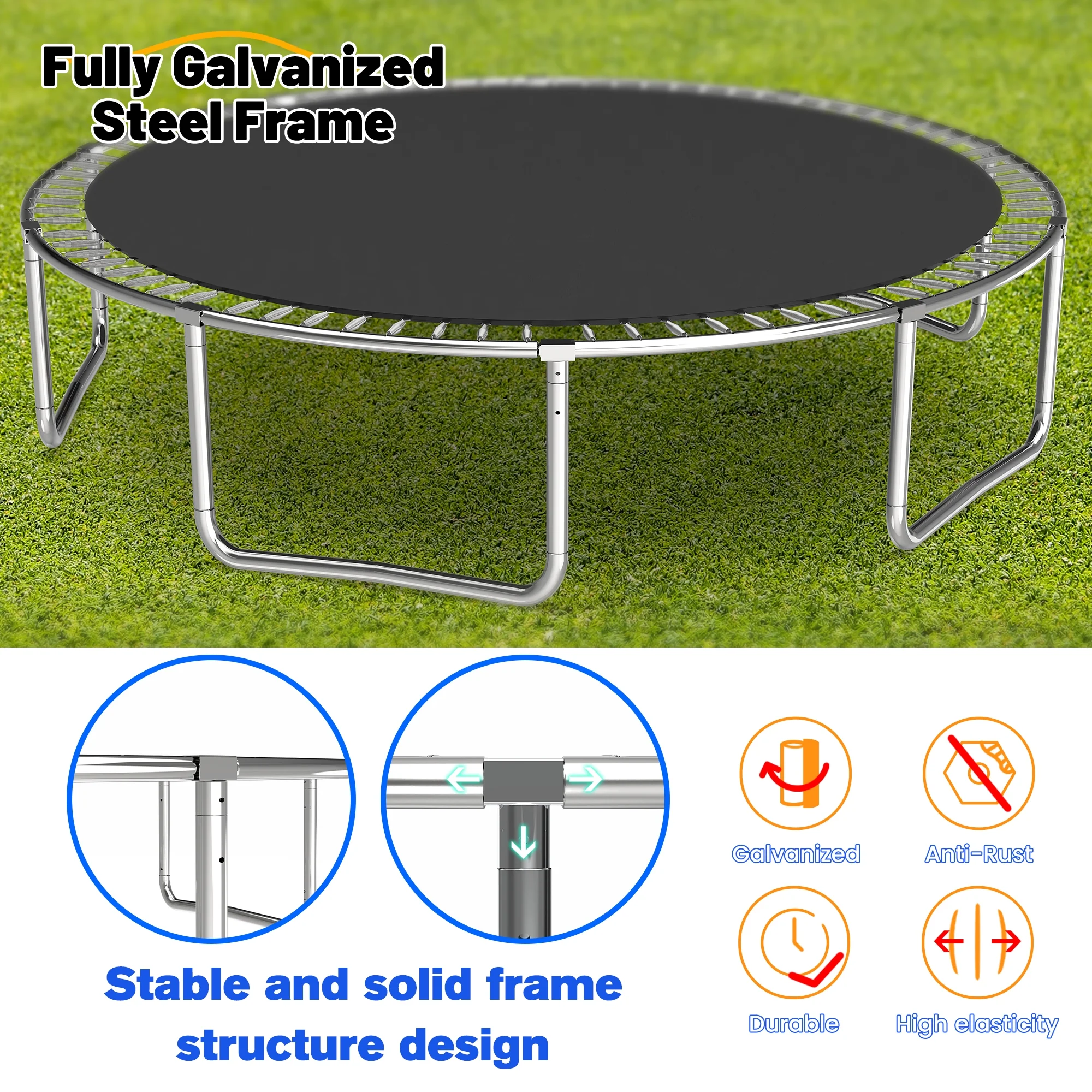 14ft Trampoline with Basketball Hoop,Outdoor Trampoline with with Enclosure Net,Blue(Blue) Image 8