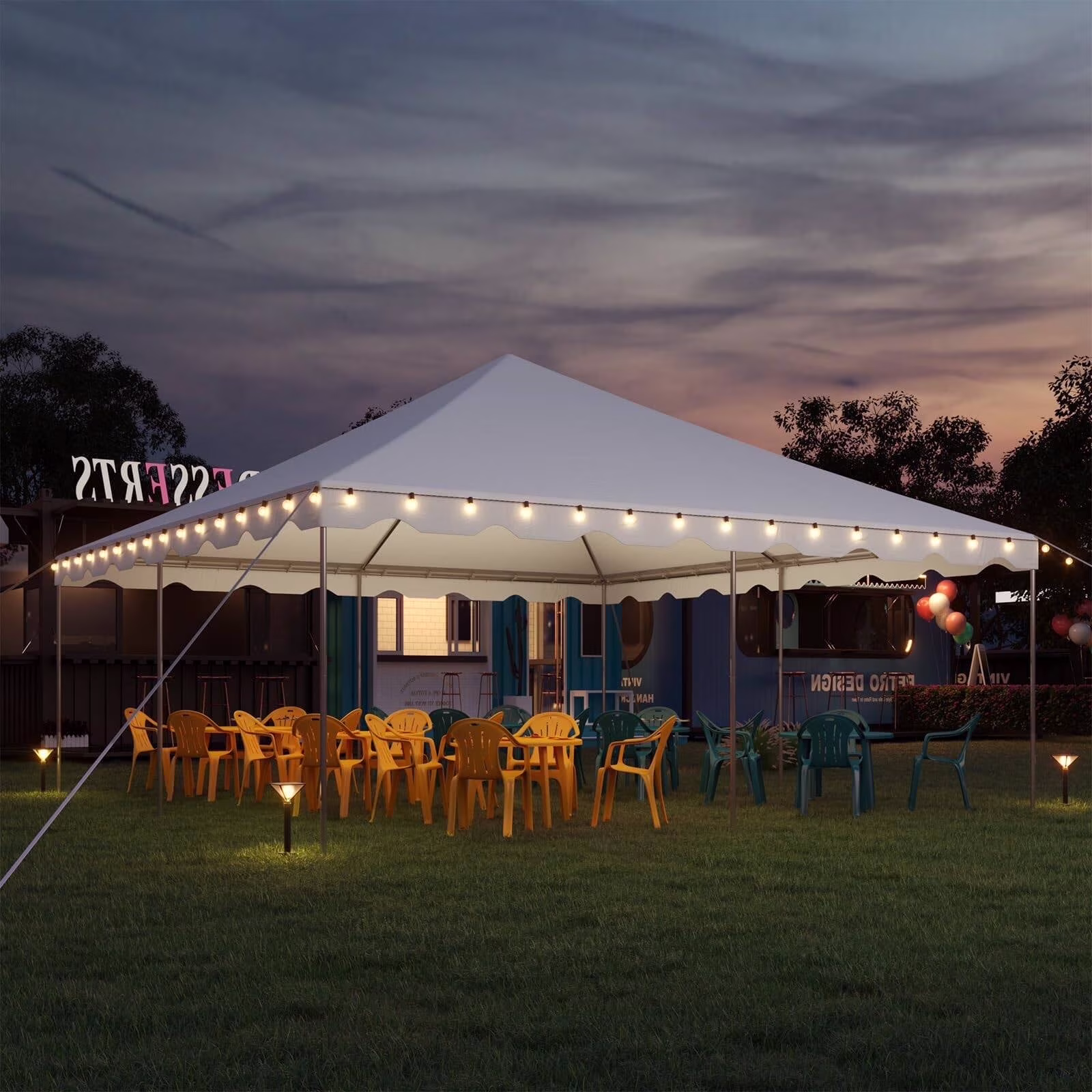 Erommy 20x20ft Party Tent, Heavy Duty Outdoor Canopy Tent for Party, Event, Commercials, White