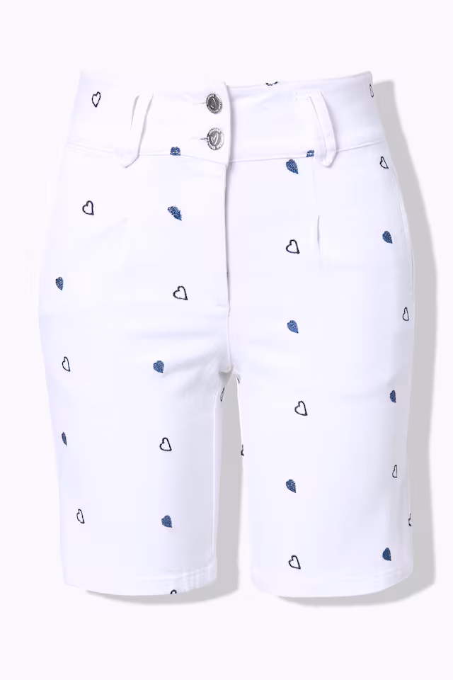 Jeans shorts, straight fit, heart embroidery
