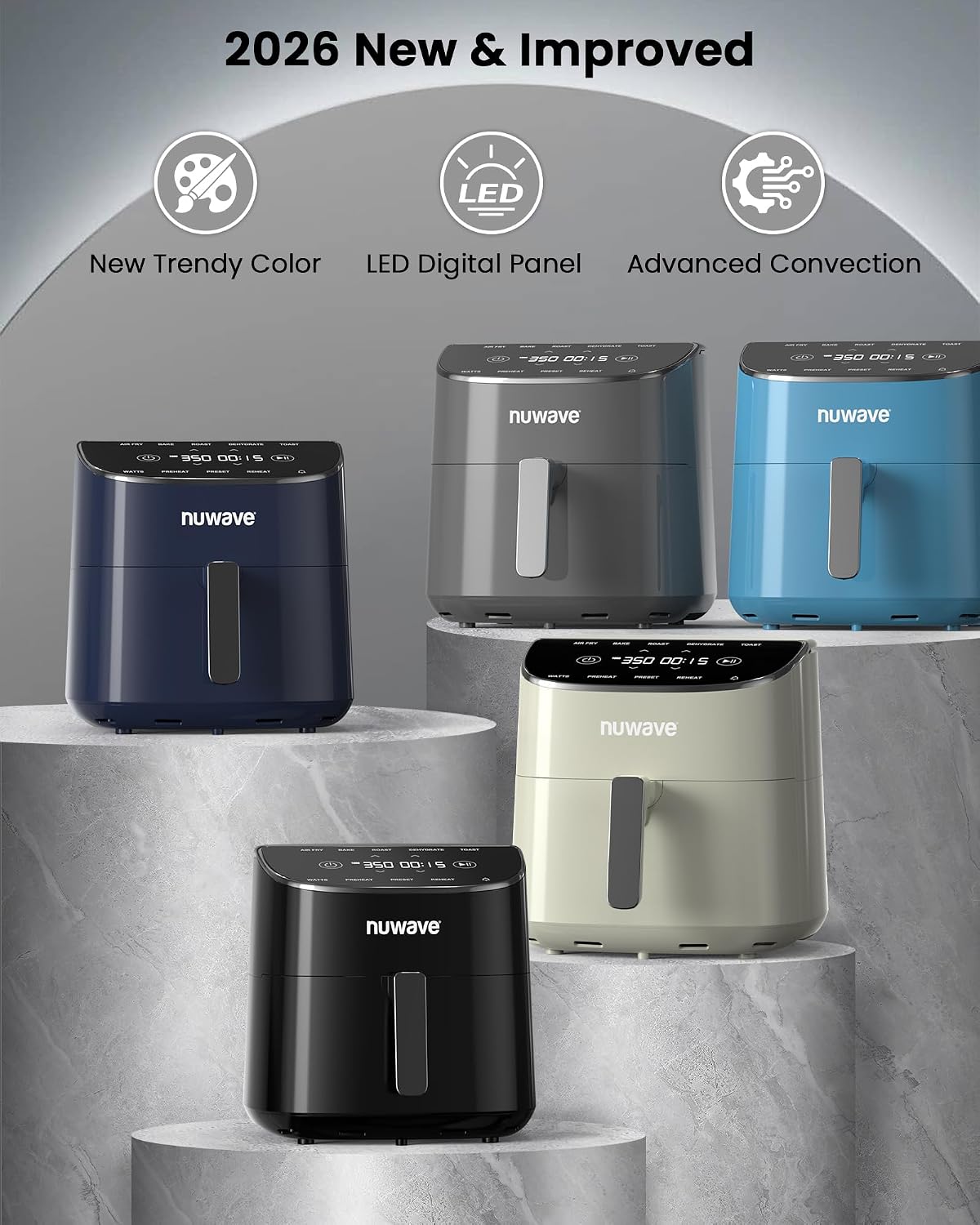 Nuwave Brio Plus Air Fryer 8 Qt, New & Improved, PFAS-Free Ceramic Coating