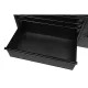 Coffre à outils mobile de 142 cm de large, 5 tiroirs, 1 porte, profond, noir brillant, plateau en bois dur