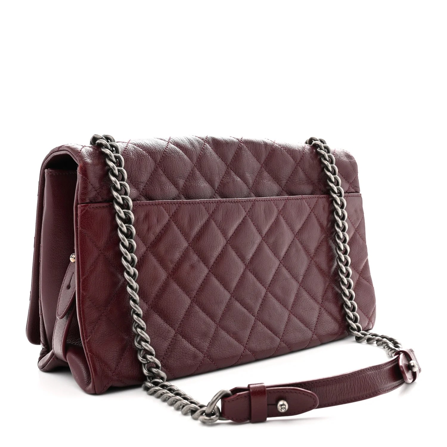 Goatskin Quilted Large City Rock Flap Burgundy
