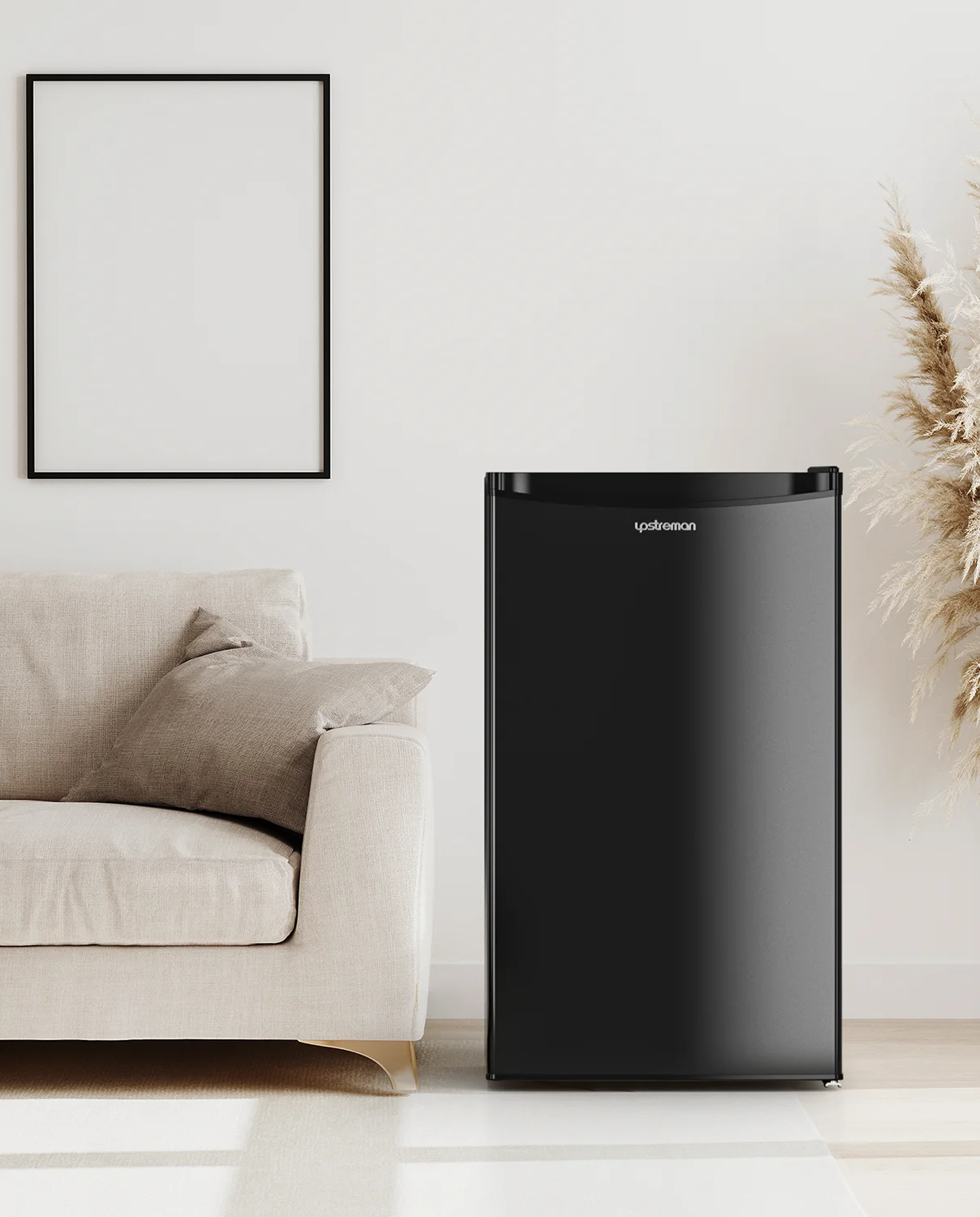 3.2 Cu.Ft. Mini Fridge with Freezer Single Door Small Refrigerator Adjustable Thermostat Compact Fridge with Reversible Door, Low Noise, BR321 Black(Black) - Image 2