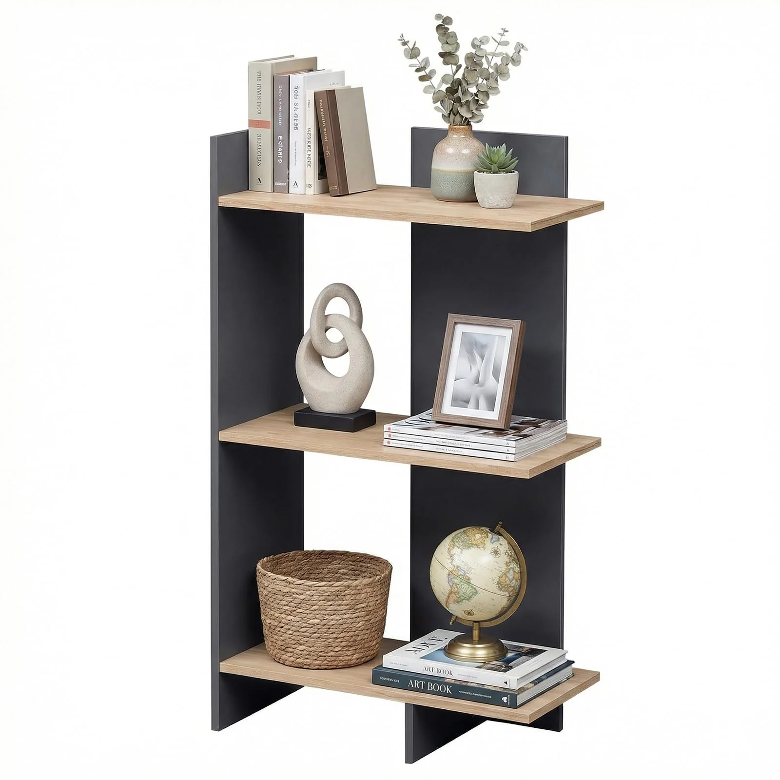 Tangkula 3-Tier Bookshelf Freestanding Bookcase(1/2)
