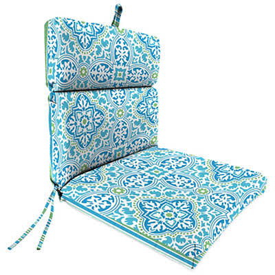 Jordan Manufacturing - Ferb Turquoise Medallion & Stripe Reversible Outdoor Chair Cushion