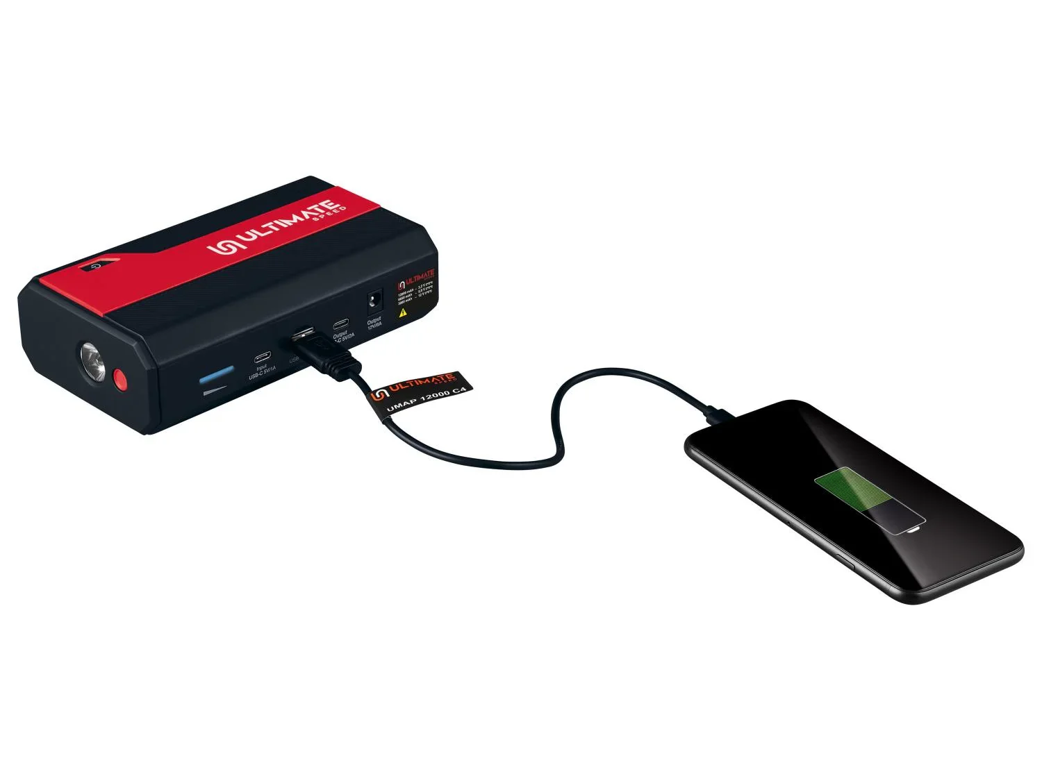 ULTIMATE SPEED Aide au dmarrage mobile pour voitures avec batterie externe Powerbank, 12000 mAh