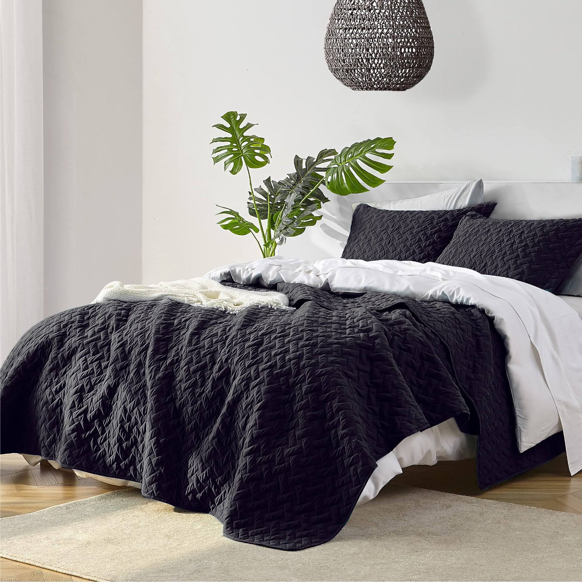 Bedsure King Quilt Bedding Set Black - Lightweight King Size Quilt Set