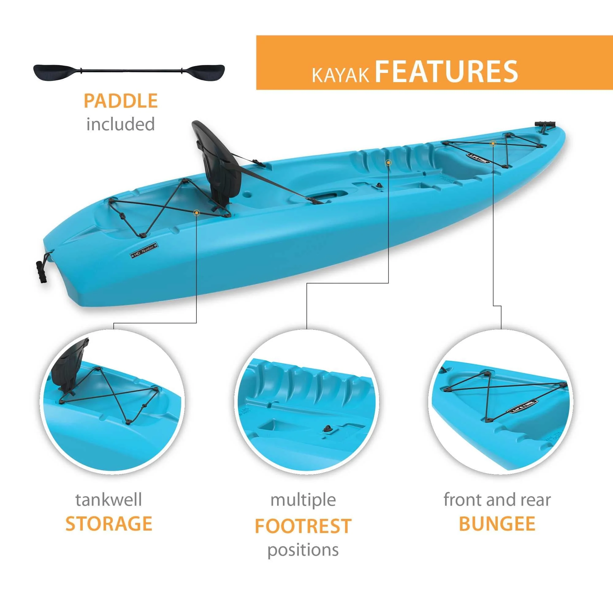 Hydros 101 inch Sit-on-Top Kayak, Glacier Blue (90594) - Image 4
