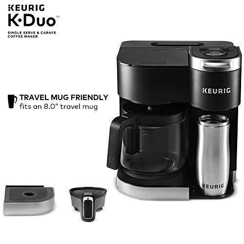 Cafetière Keurig K-Duo, cafetière à filtre pour une tasse ou une carafe de 12 tasses, compatible avec les dosettes K-Cup et le café moulu, noire
