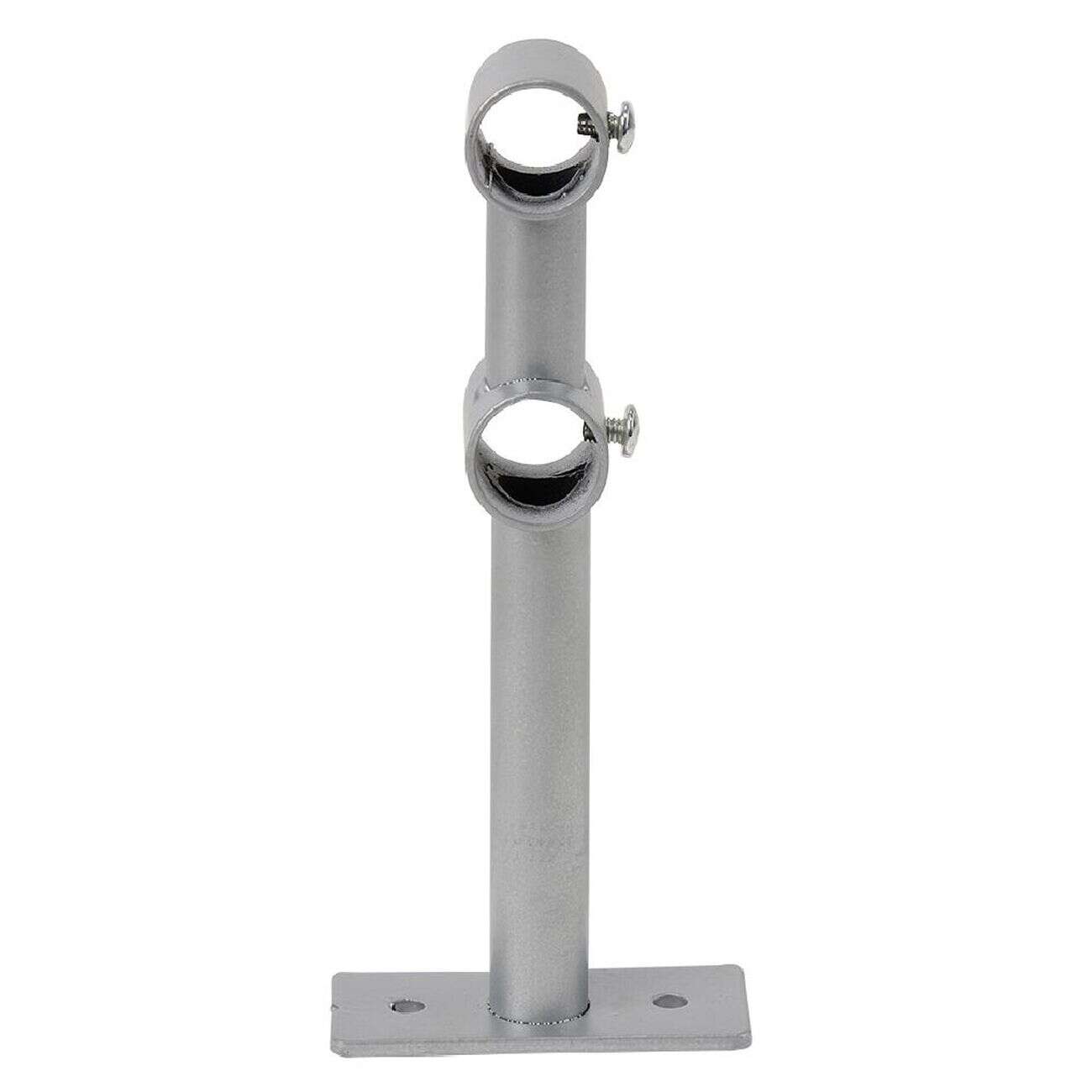 Support double fixe métal gris pour tringle à rideau Ø1,6xL15,5cm