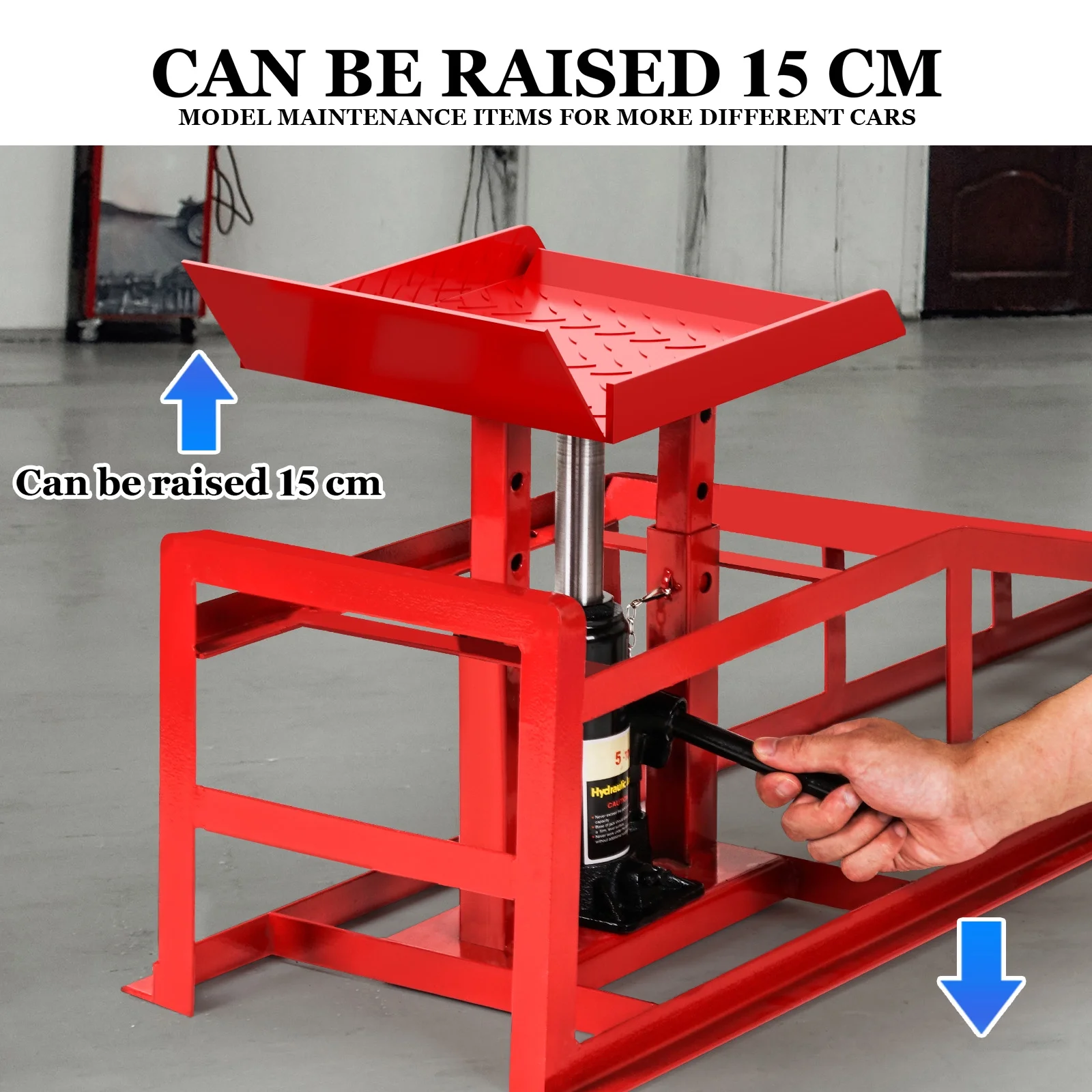 2-Pack Hydraulic Car Ramps: Heavy-Duty Vehicle Ramps with 5T / 10000lbs Jack Load Capacity, Portable Design for Effortless Oil Changes and Car Lifts(Red) - Image 6