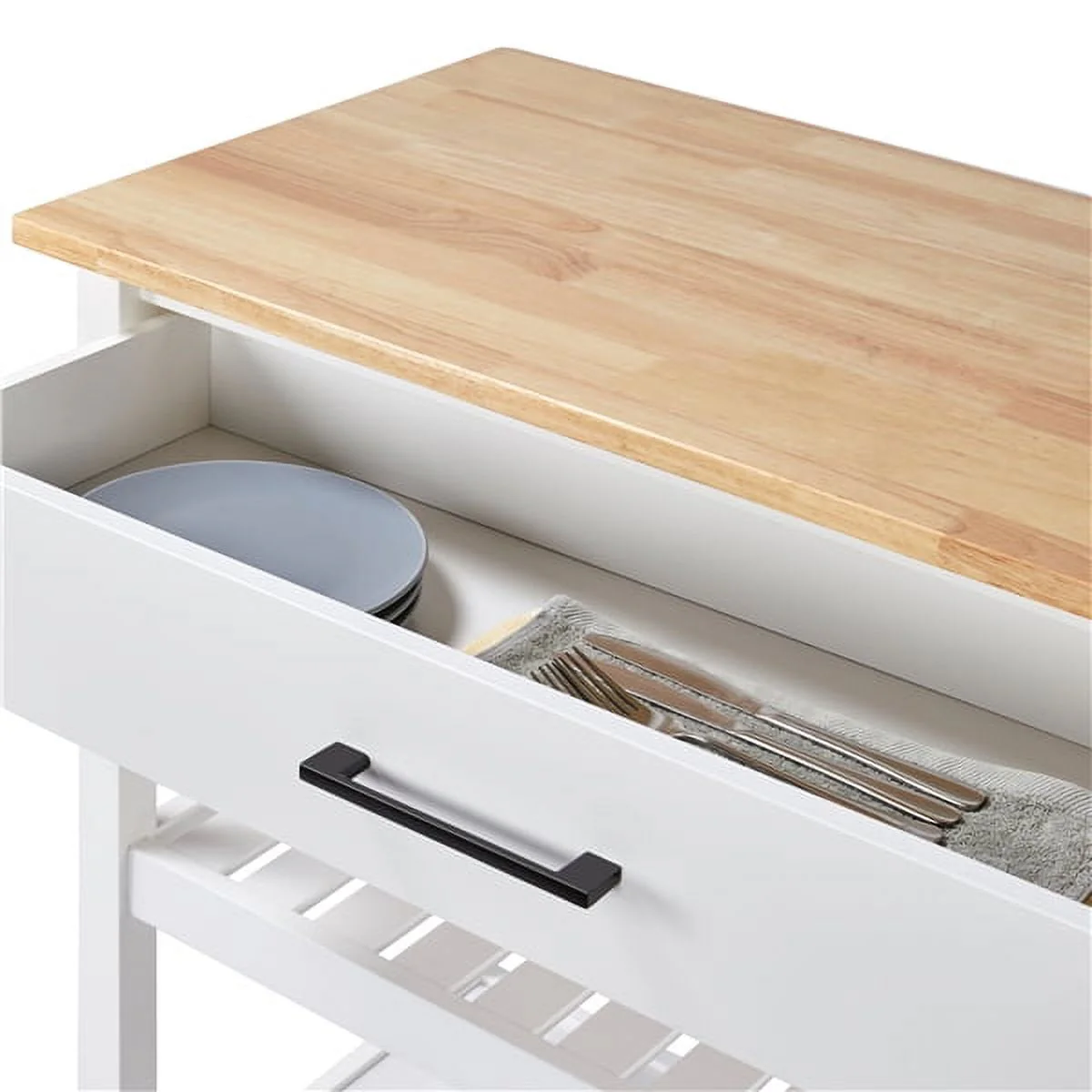 Easyfashion 40" W Kitchen Island Cart with Storage, White(Espresso)