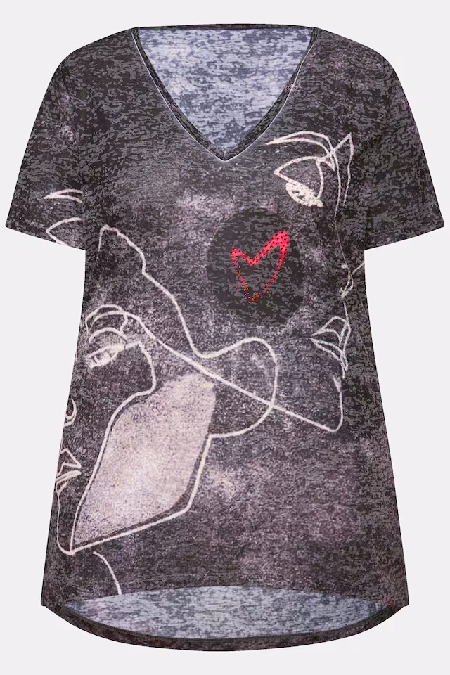 Half-Sleeve Face Print T-Shirt