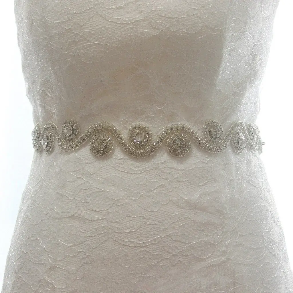 Fashion Wave Rhinestones Wedding Belt Beaded Bridal Sashes BS5