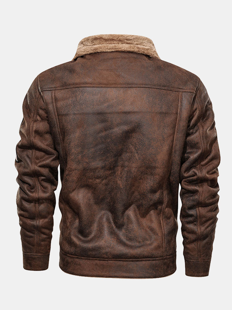 Veste en faux daim doublée de fausse fourrure, coupe classique