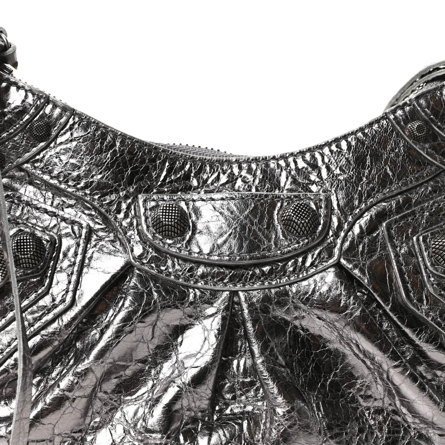 Metallic Agneau Arena Le Cagole Shoulder Bag XS Silver