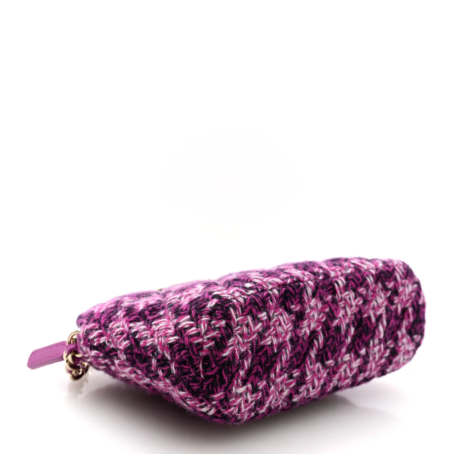 Tweed Quilted Mini Clutch With Chain Purple