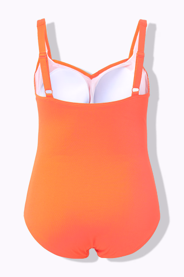 Draped Front Sweetheart Neck Front Lined Swimsuit