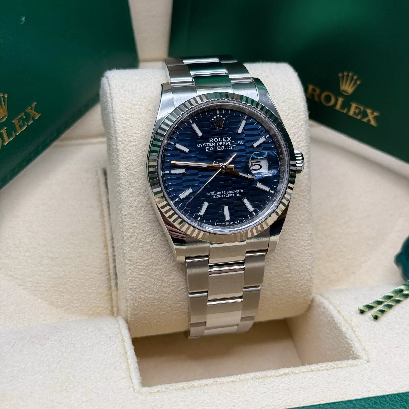 [Super Clone]RLX  Datejust 36mm 126234-0050 Blue Motif Dial 126234 Oyster Bracelet Fluted Bezel
