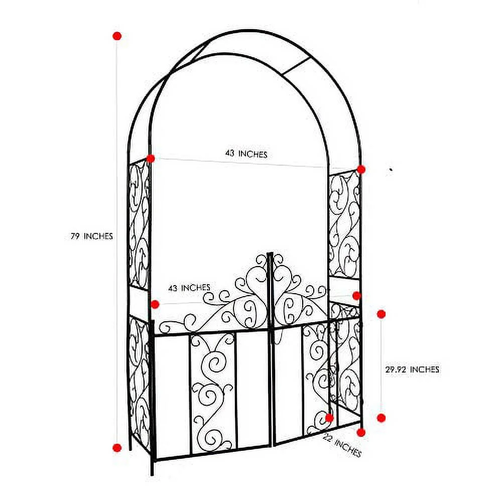 1. GO Steel Garden Arch with Gate, 7'5 High x 4'2 Wide, Garden Arbor for Various Climbing Plant