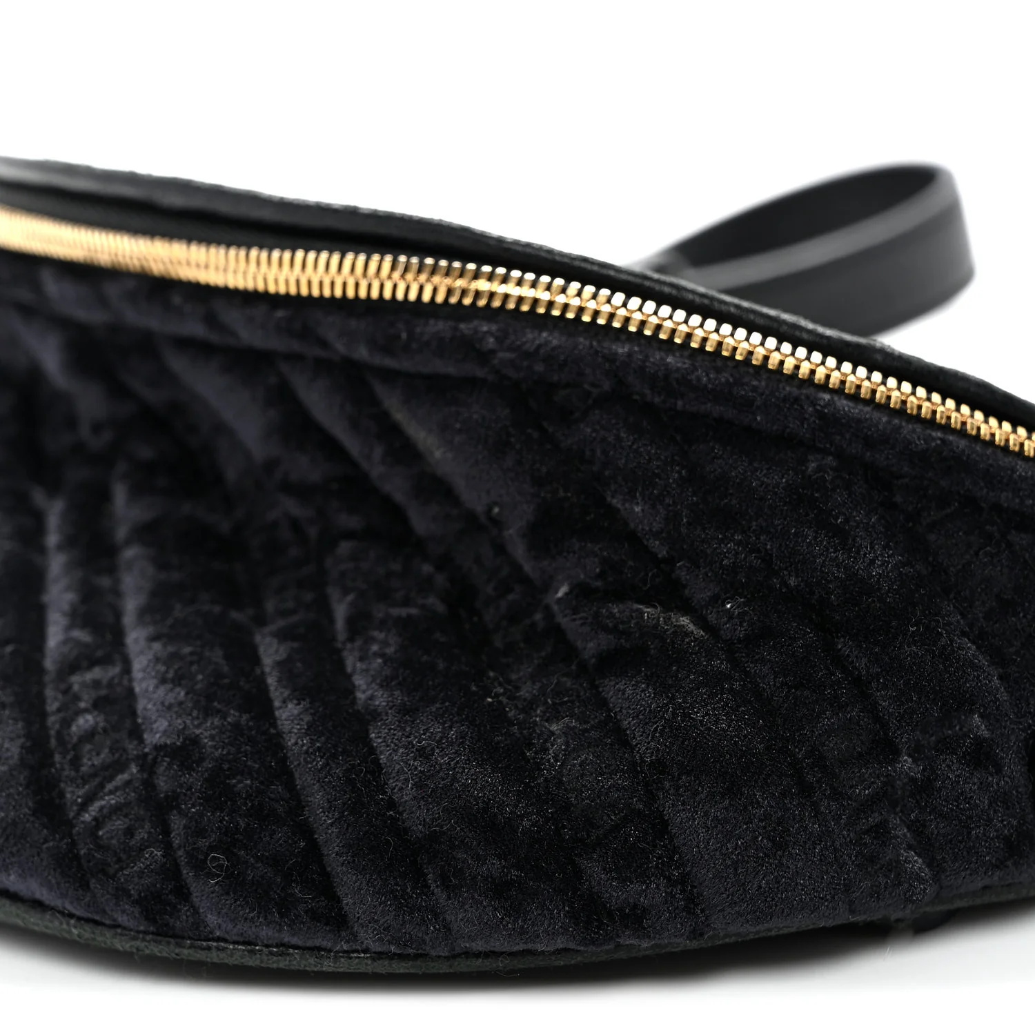 Crushed Velvet Logo Embossed XXS Souvenir Belt Bag Black