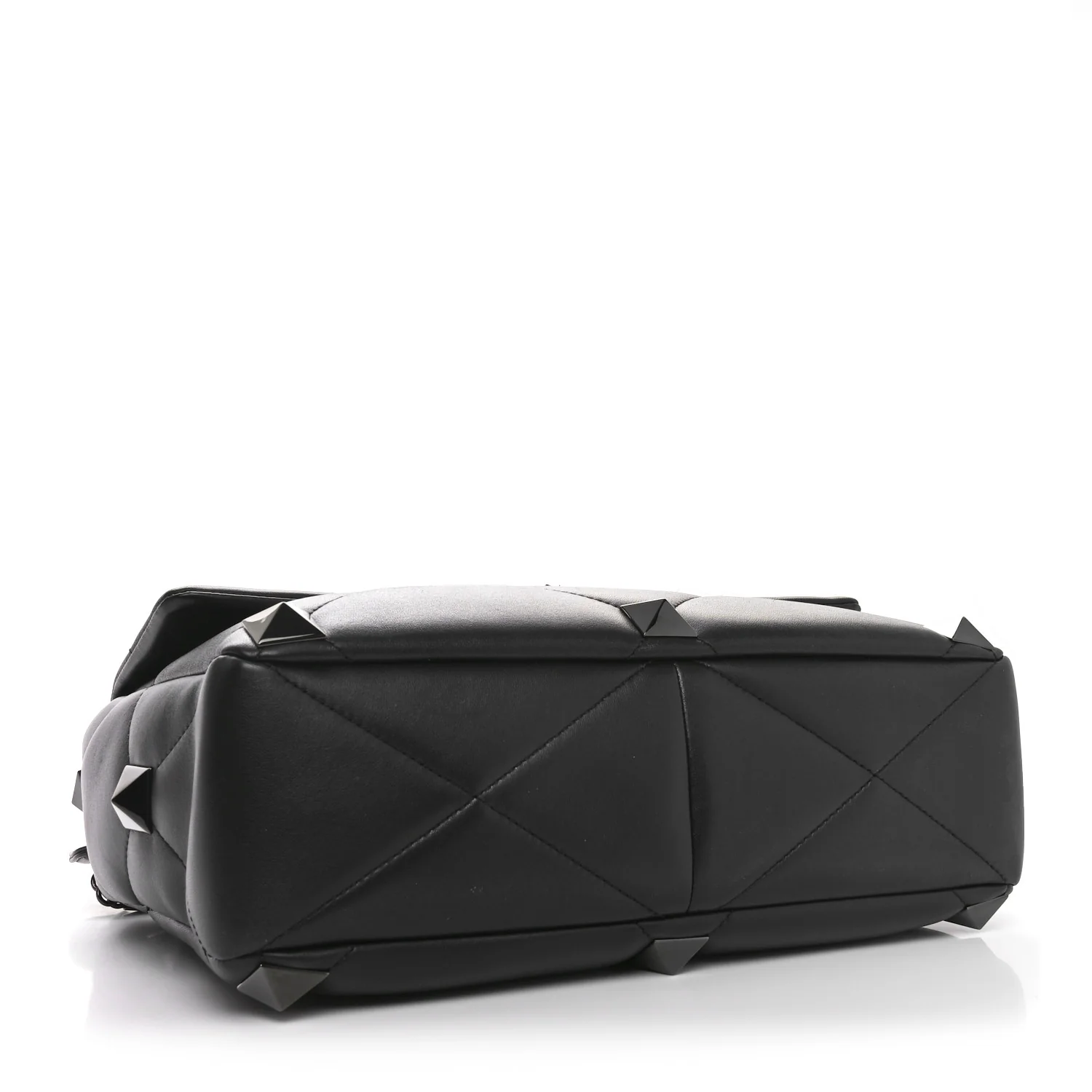 Nappa Monochrome Large Roman Stud Shoulder Bag Black