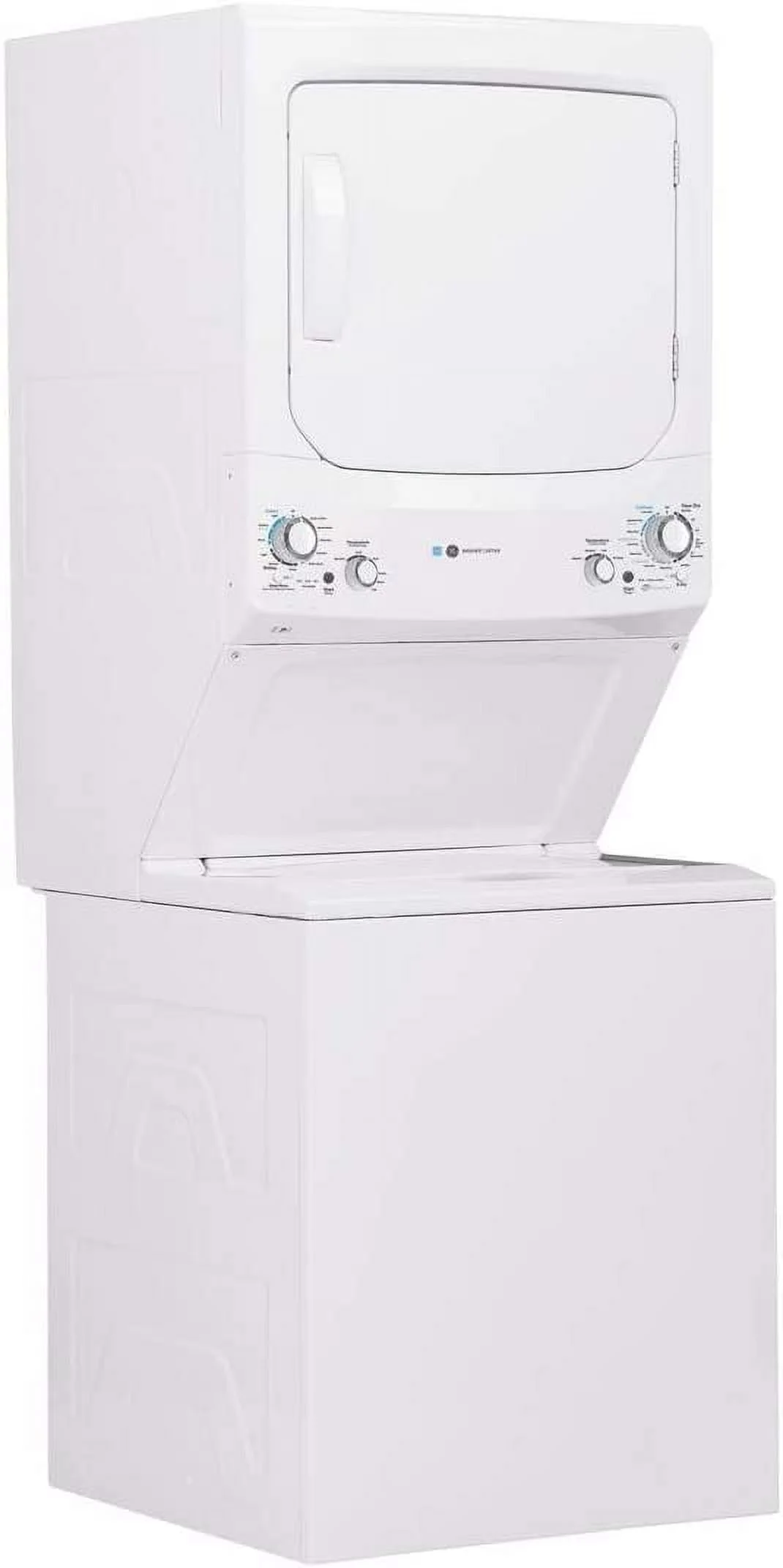 GE Unitized Spacemaker(R) ENERGY STAR(R) 3.9 Cu. Ft. Capacity Washer with Stainless Steel Basket and 5.9 Electric Dryer - GUD27EESNWW