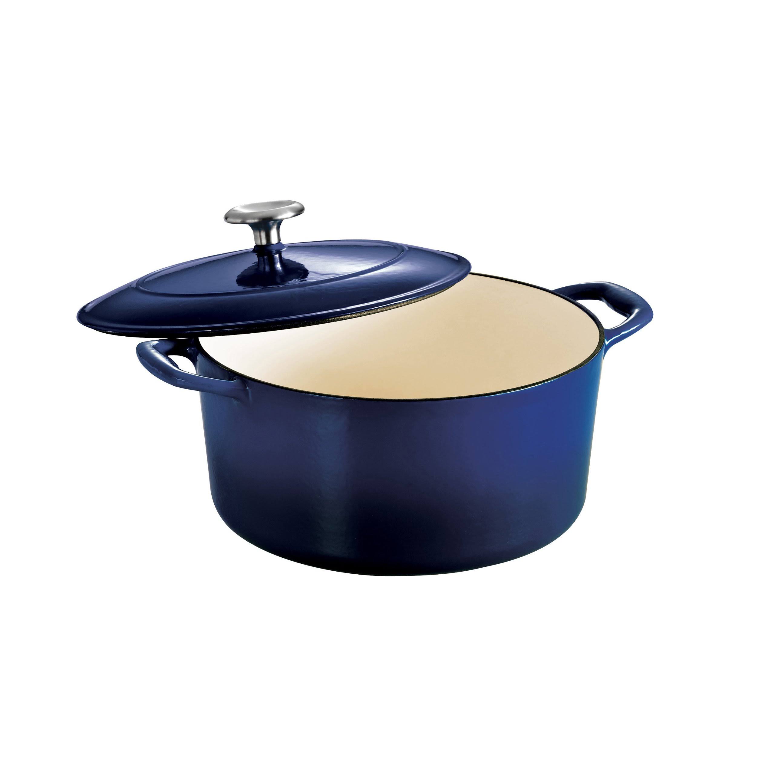 Tramontina Enameled Cast Iron Covered Round Dutch Oven, 5.5 qt, Blue