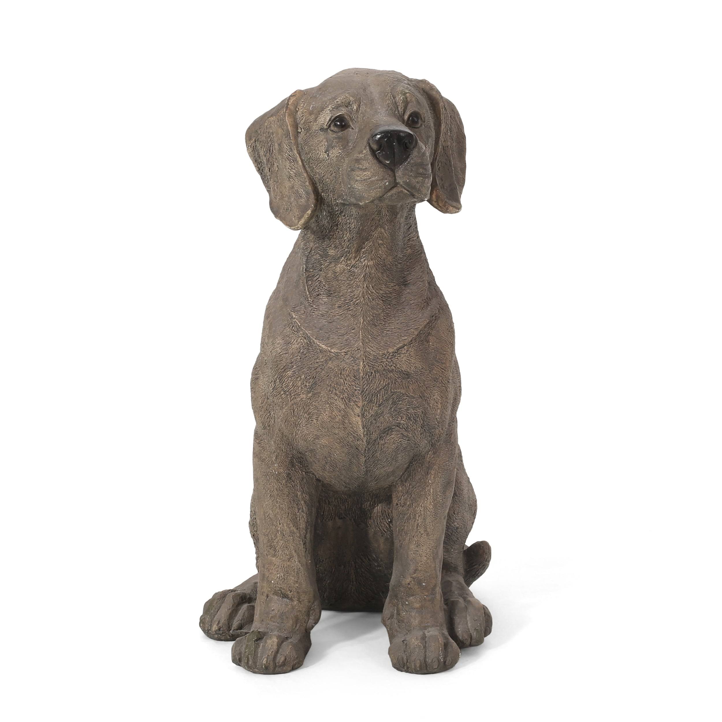 Noble House 19.5 inch Caine Cast Stone Outdoor Dog Garden Statue