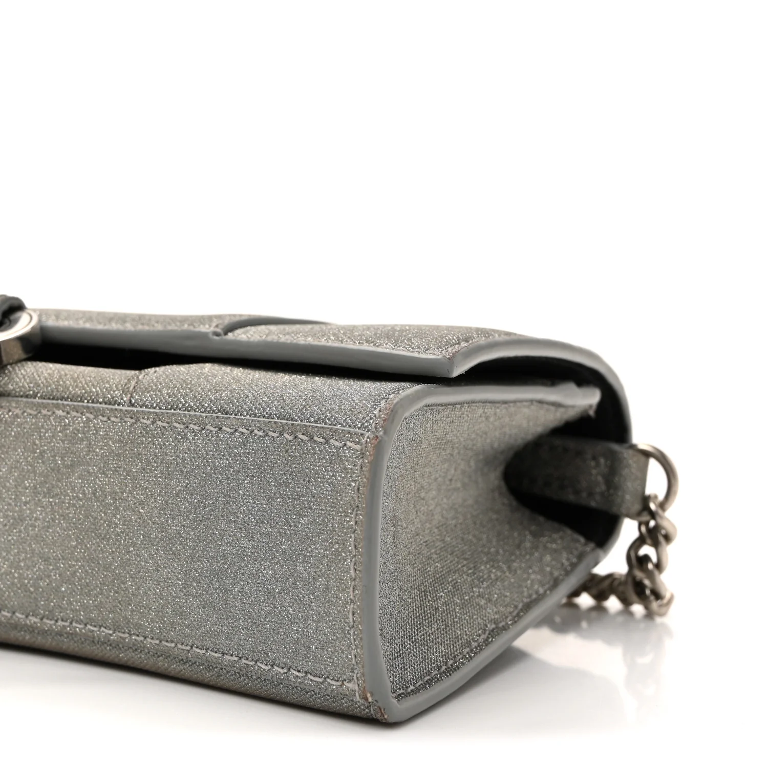 Glitter Fabric Hourglass Chain Bag Grey
