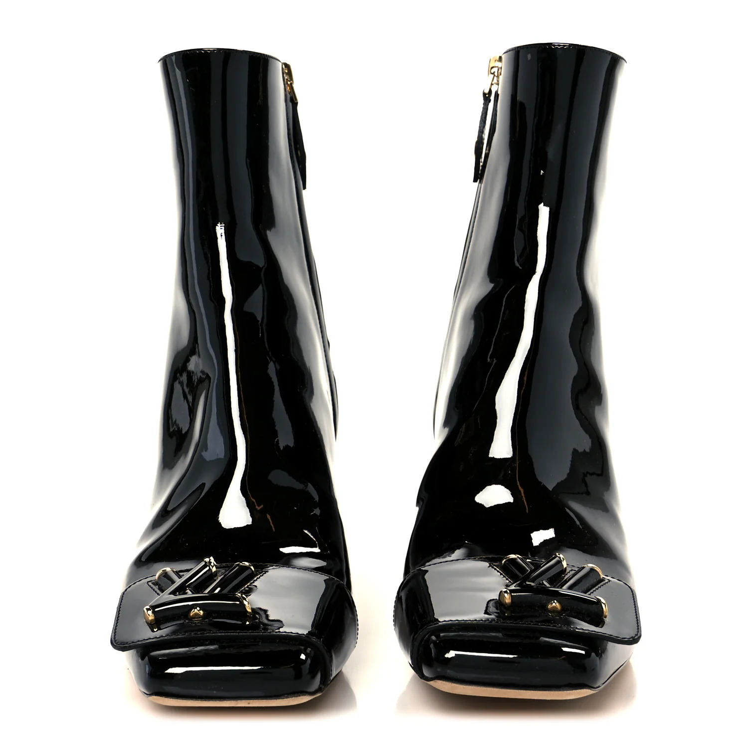 Patent Calfskin Shake Ankle Boots 38 Black