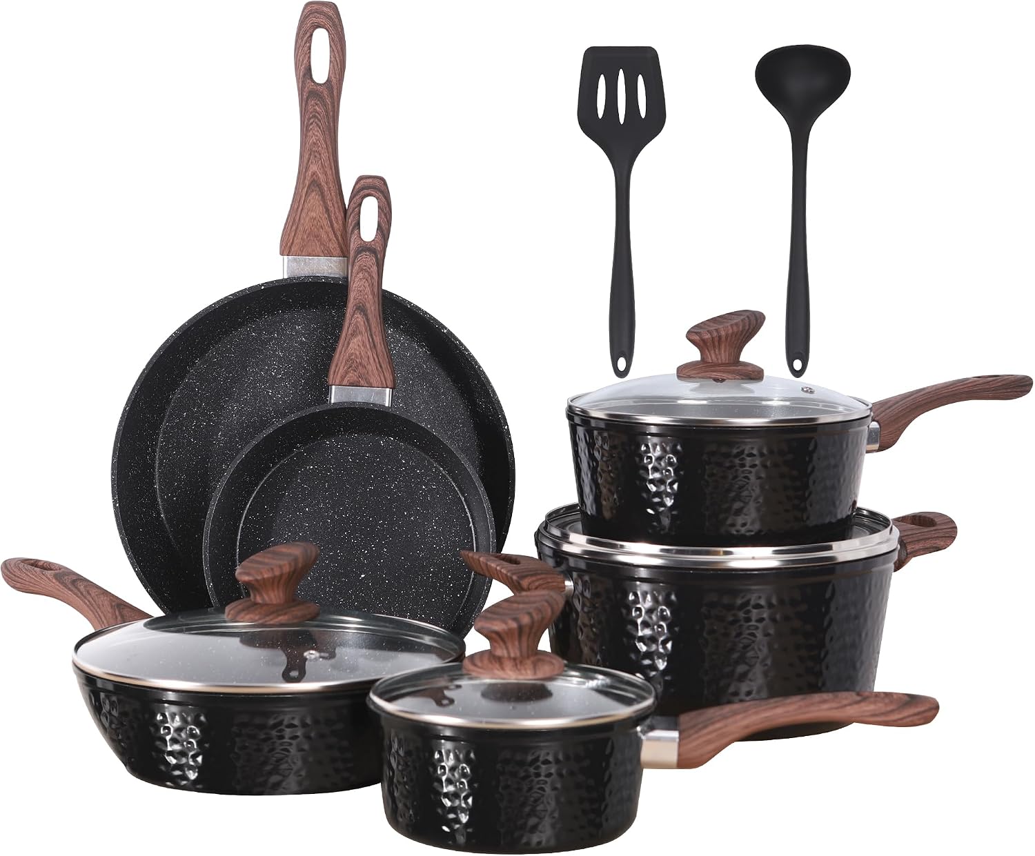 Kitchen Academy Pots and Pans Set Non Stick, 12pcs Induction Cookware